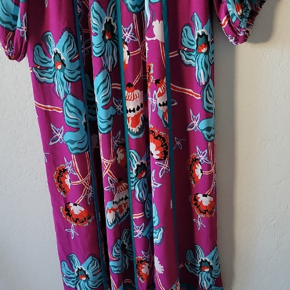 Diane Von Furstenberg Purple Floral Long Sleeve Dress Size S - Picture 9 of 16